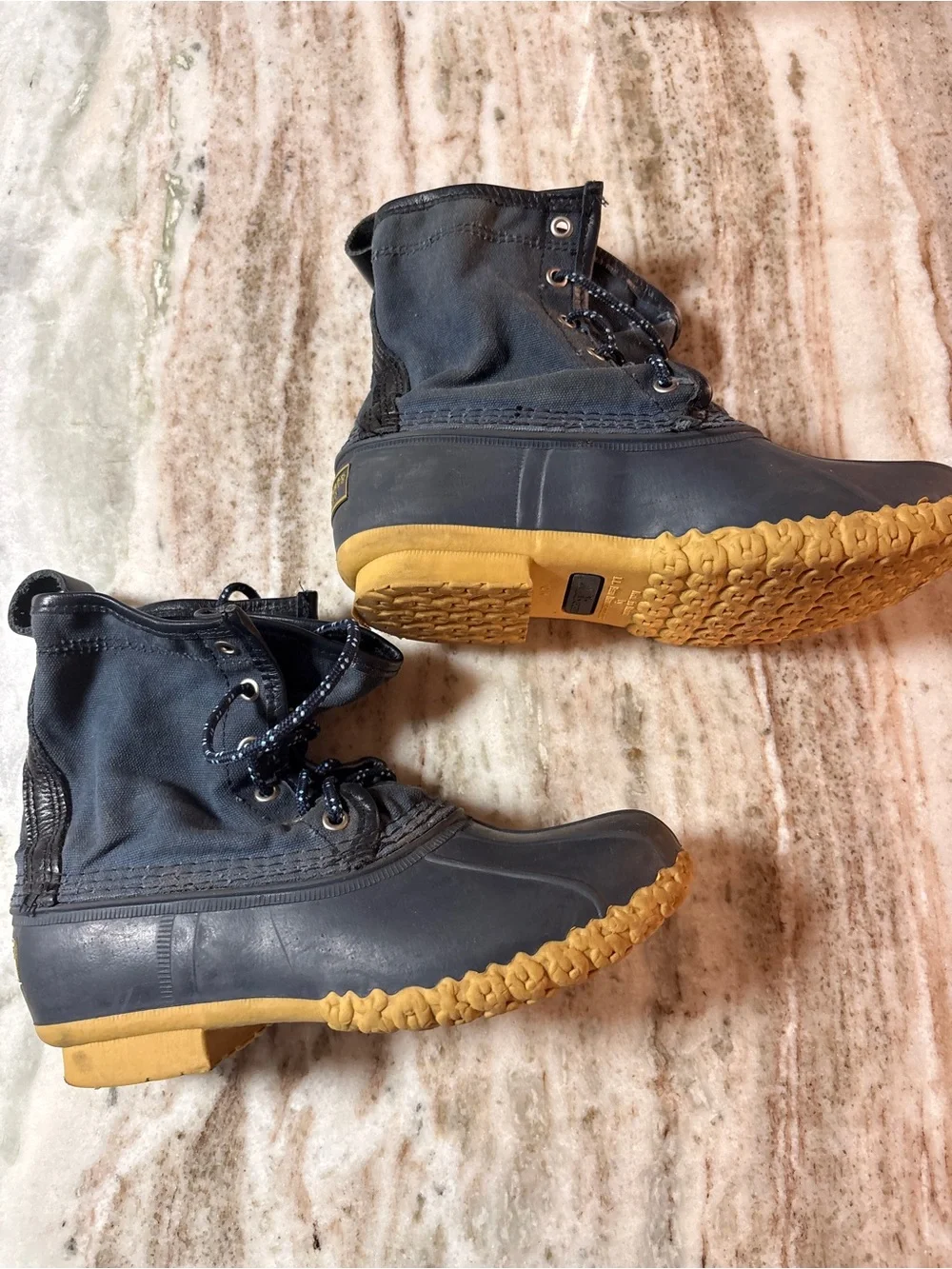 LLBean Kid’s Navy Blue and Gum Lace-Up Outdoor Boots